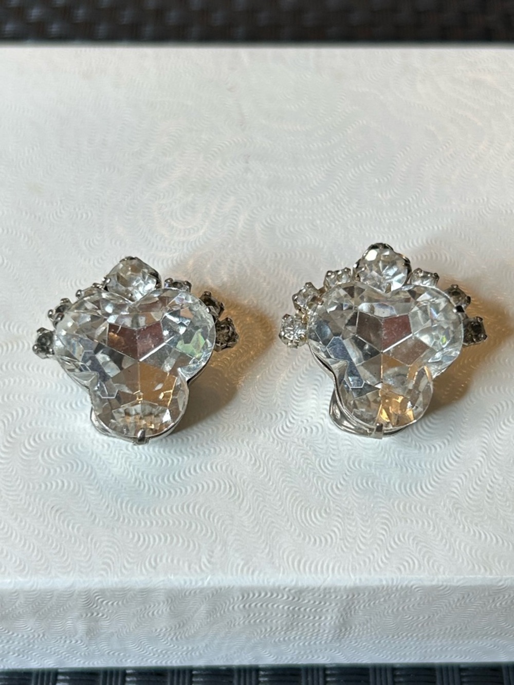 Crystal Clear Multi-Stone Clip-On Earrings - Clear Ice Diamond Vintage